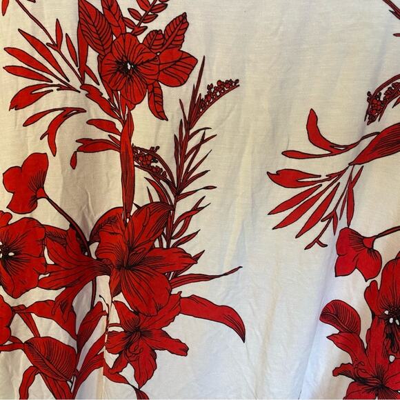 Lane Bryant Red and White tropical Short Sleeve knit Blouse top 22 24 plus size - Picture 4 of 6